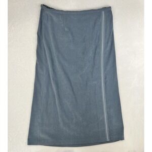 Norton McNaughton‎ Stretch Skirt Faux Suede Light Blue Stitched Slit Size 16w